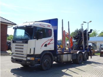 Scania 124-400 6x2 / Loglift Kran / Rungen  - Лесной прицеп