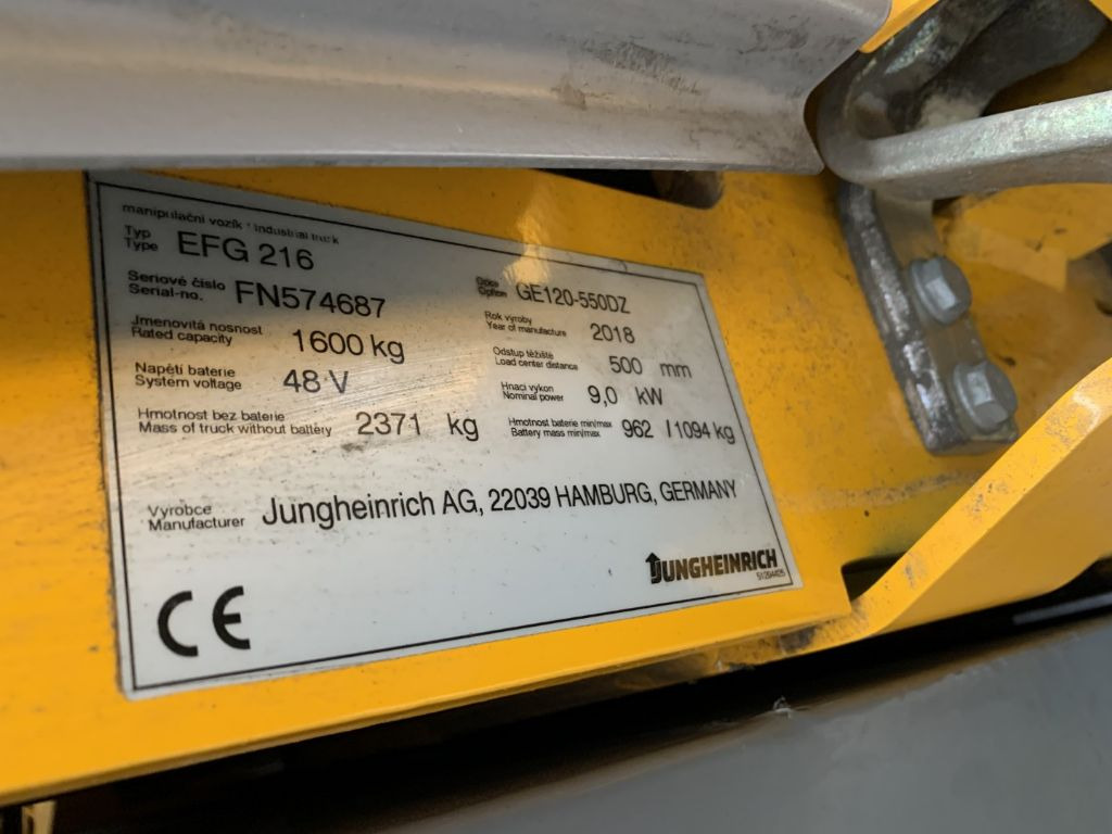 Электропогрузчик Jungheinrich EFG216: фото 4