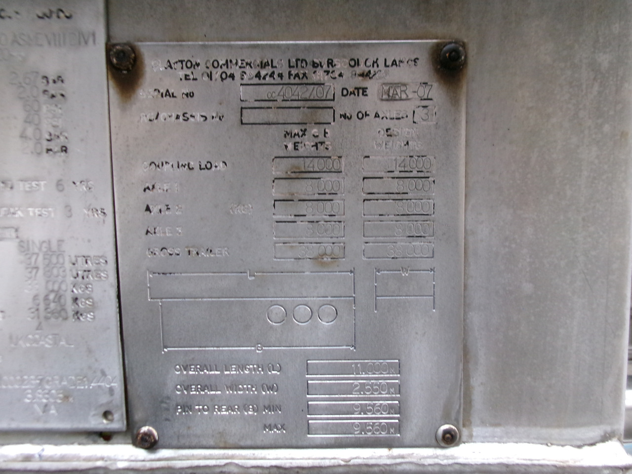 Полуприцеп-цистерна для транспортировки химикатов Clayton Chemical tank inox 37.5 m3 / 1 comp: фото 30
