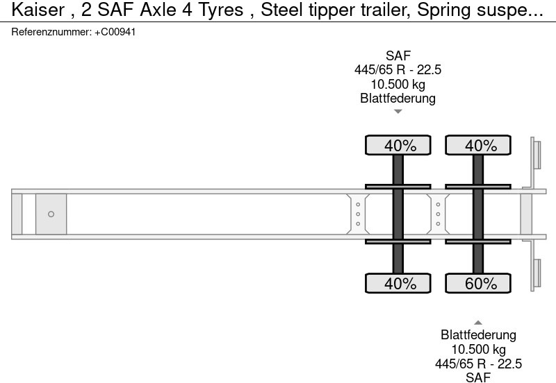Самосвальный полуприцеп Kaiser , 2 SAF Axle 4 Tyres , Steel tipper trailer, Spring suspension: фото 12