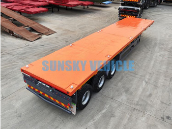 Новый Полуприцеп бортовой/ Платформа для транспортировки сыпучих материалов SUNSKY 40FT 3 axle flatbed trailer: фото 4