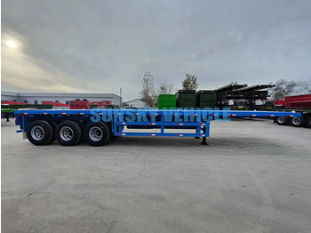 Новый Полуприцеп бортовой/ Платформа для транспортировки сыпучих материалов SUNSKY 40FT 3 axle flatbed trailer: фото 2