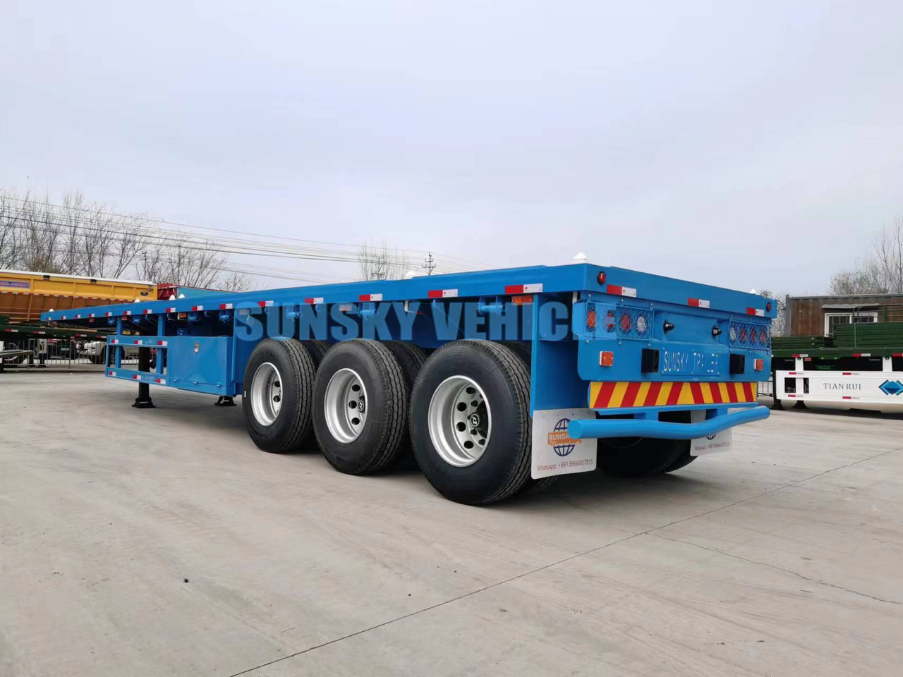 Новый Полуприцеп бортовой/ Платформа для транспортировки сыпучих материалов SUNSKY 40FT 3 axle flatbed trailer: фото 10