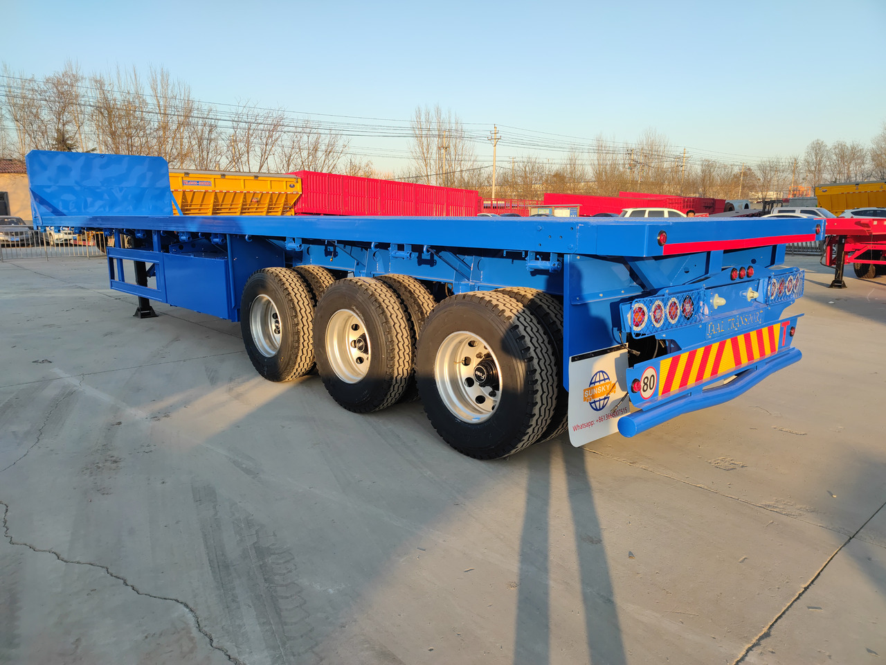 Новый Полуприцеп бортовой/ Платформа для транспортировки сыпучих материалов SUNSKY 40FT 3 axle flatbed trailer: фото 14