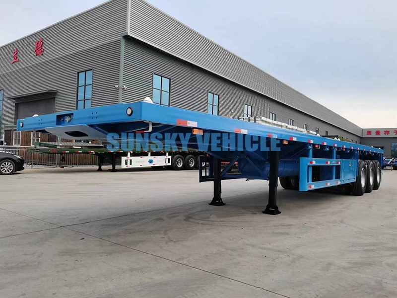 Новый Полуприцеп бортовой/ Платформа для транспортировки сыпучих материалов SUNSKY 40FT 3 axle flatbed trailer: фото 11