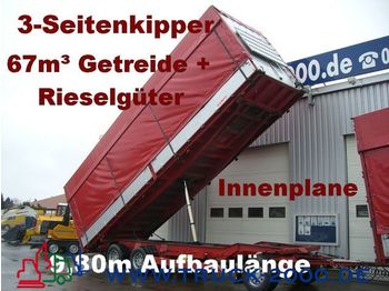 KEMPF 3-Seiten Getreidekipper 67m³   9.80m Aufbaulänge - Тентованный прицеп