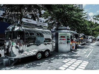 Новый Торговый прицеп для транспортировки пищевых продуктов YOWON shiny stainless steel food vending cart mobile stream line trailer: фото 2