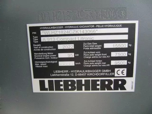 Гусеничный экскаватор 2022 Liebherr A 913 Compact G6.0-D: фото 12