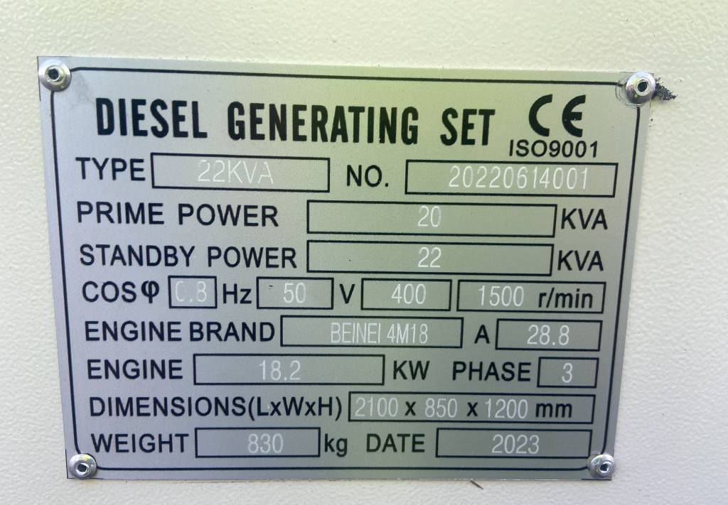 Электрогенератор Beinei 4M18 - 22 kVA Generator - DPX-20900: фото 4