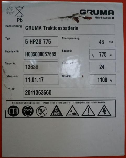Аккумулятор GRUMA 48 Volt 5 PzS 775 Ah: фото 5