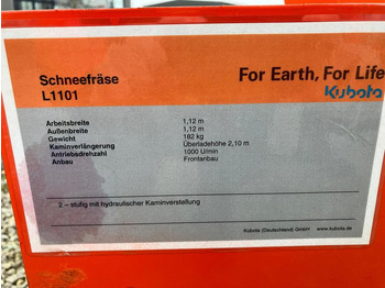 Роторный снегоочиститель Kubota Kova Anbau-Schneefräse L1101 WA für Kleintraktor 1,12m: фото 3