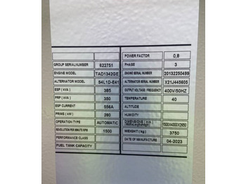 Новый Электрогенератор Volvo TAD1342GE - 385 kVA Generator - DPX-18878.1: фото 4 Новый Электрогенератор Volvo TAD1342GE - 385 kVA Generator - DPX-18878.1: фото 4