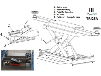 Оборудование для гаражей/ Мастерских TRJ25A air-hydraulic rolling axle jack 2.5T- Height adjustable adapters: фото 2 Оборудование для гаражей/ Мастерских TRJ25A air-hydraulic rolling axle jack 2.5T- Height adjustable adapters: фото 2