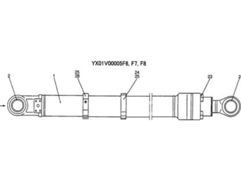 Новый Гидравлический цилиндр для Строительной техники New Holland YX01V00005F7: фото 3