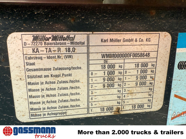 Müller-Mitteltal KA-TA-R 18.0, Alu-Bordwände, ca. 10m³ - Самосвальный прицеп: фото 2 Müller-Mitteltal KA-TA-R 18.0, Alu-Bordwände, ca. 10m³ - Самосвальный прицеп: фото 2