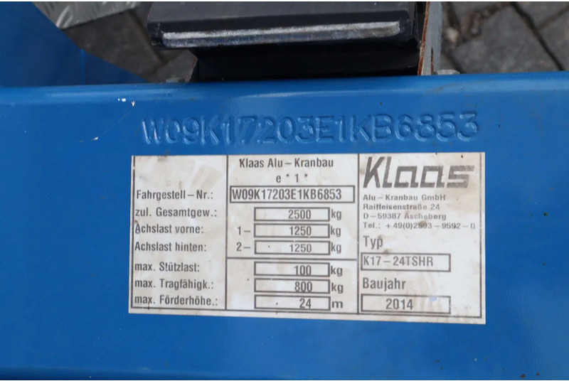 Вседорожный кран Klaas K17/24 TSHR | 24 METER | 800 KG | TRAILER CRANE | DACHDECKER: фото 20