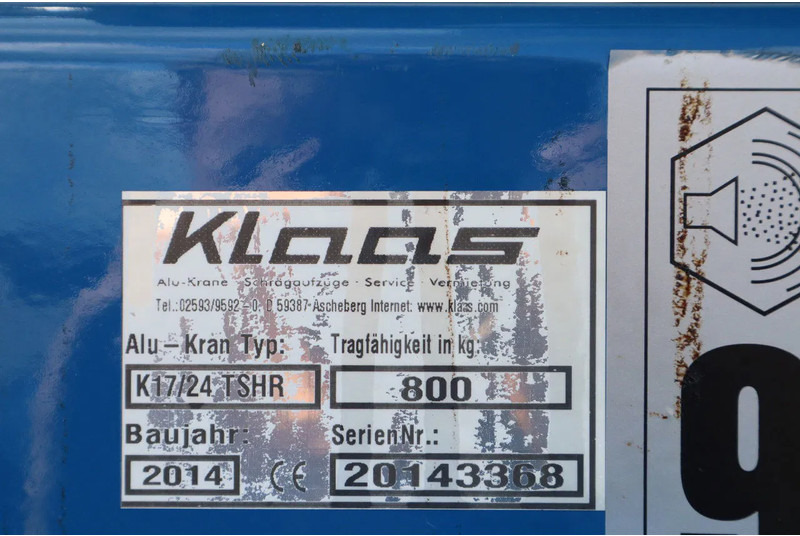 Вседорожный кран Klaas K17/24 TSHR | 24 METER | 800 KG | TRAILER CRANE | DACHDECKER: фото 18