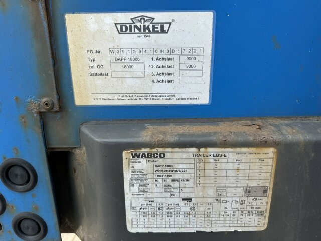 Тентованный прицеп Dinkel DAP 18000 2 Achse Pritsche Plane: фото 11