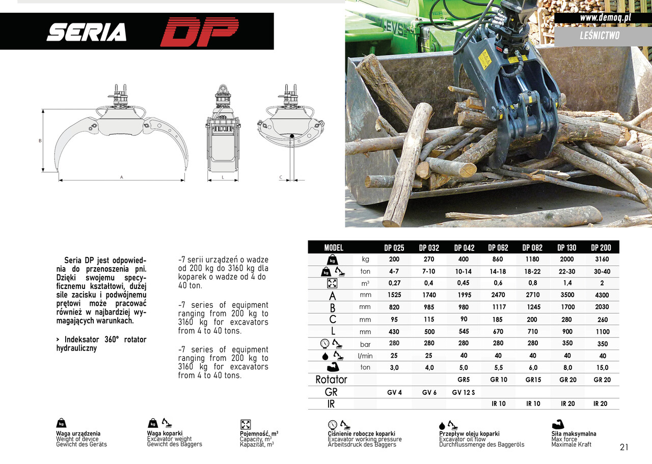 DEMOQ DP130 Log Grab 2000 kg - Грейфер для Строительной техники: фото 3 DEMOQ DP130 Log Grab 2000 kg - Грейфер для Строительной техники: фото 3