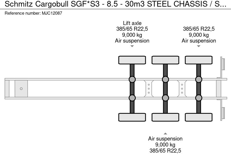 Самосвальный полуприцеп Schmitz Cargobull SGF*S3 - 8.5 - 30m3 STEEL CHASSIS / STEEL TIPPER - SAF - DISC - LIFT-AXLE: фото 9