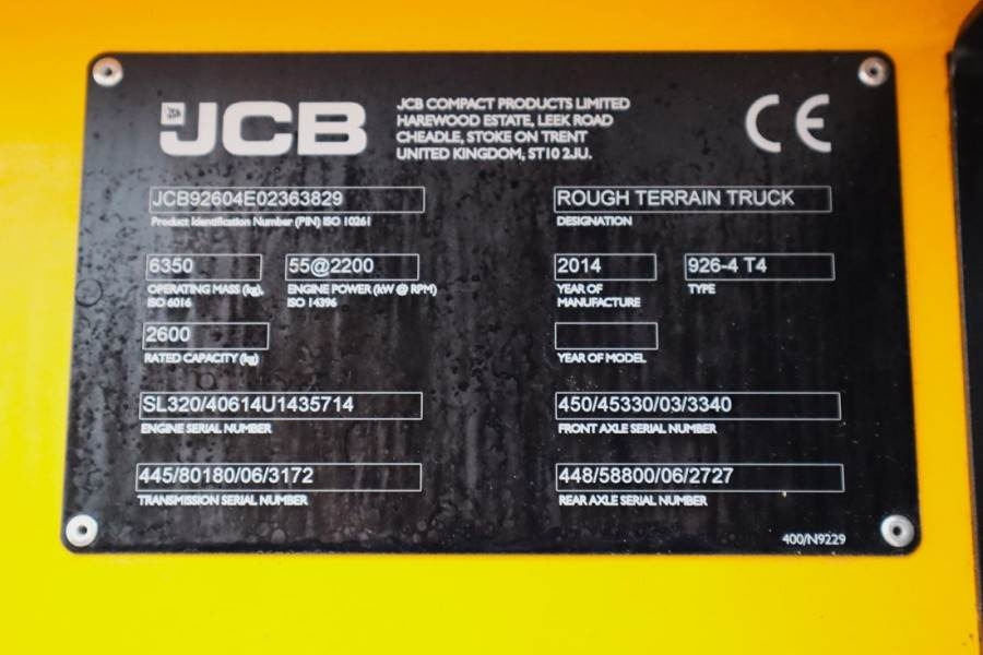 JCB 926 Diesel, 4x4 Drive, Triplex mast, 5500mm Liftin - Внедорожный погрузчик: фото 5 JCB 926 Diesel, 4x4 Drive, Triplex mast, 5500mm Liftin - Внедорожный погрузчик: фото 5