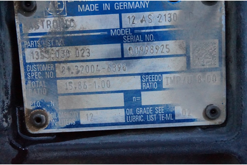 ZF 12AS2130DD TGS 81.32004-6396 - Коробка передач для Грузовиков: фото 5 ZF 12AS2130DD TGS 81.32004-6396 - Коробка передач для Грузовиков: фото 5