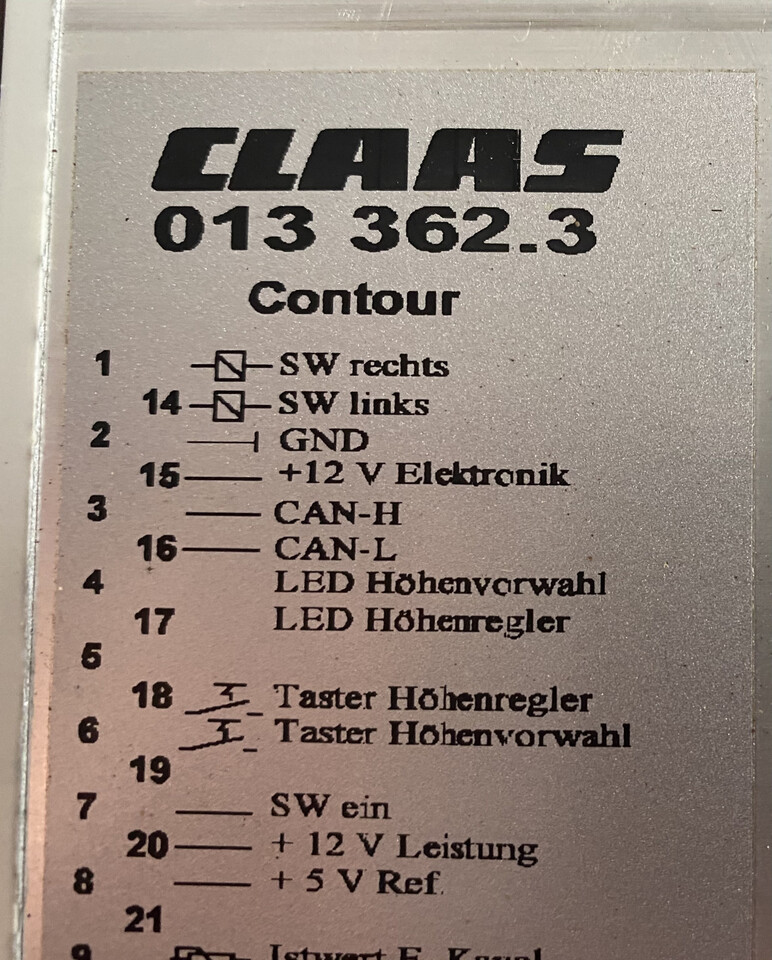 Claas Contour Moduł 013 362.3 - Блок управления для Сельскохозяйственной техники: фото 1 Claas Contour Moduł 013 362.3 - Блок управления для Сельскохозяйственной техники: фото 1