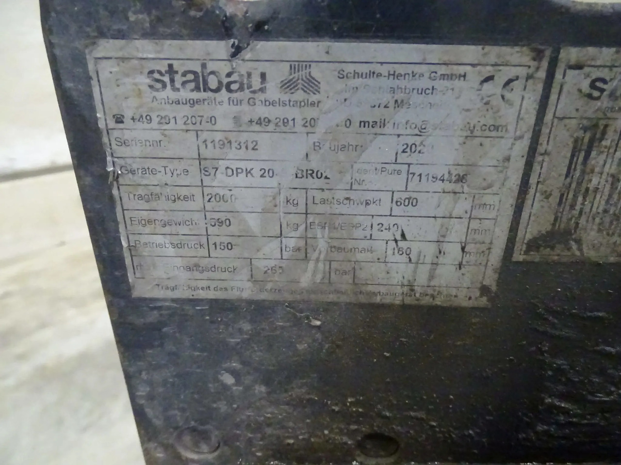 Stabau S7-DPK20BR02 - Навесное оборудование для Погрузочно-разгрузочной техники: фото 4 Stabau S7-DPK20BR02 - Навесное оборудование для Погрузочно-разгрузочной техники: фото 4