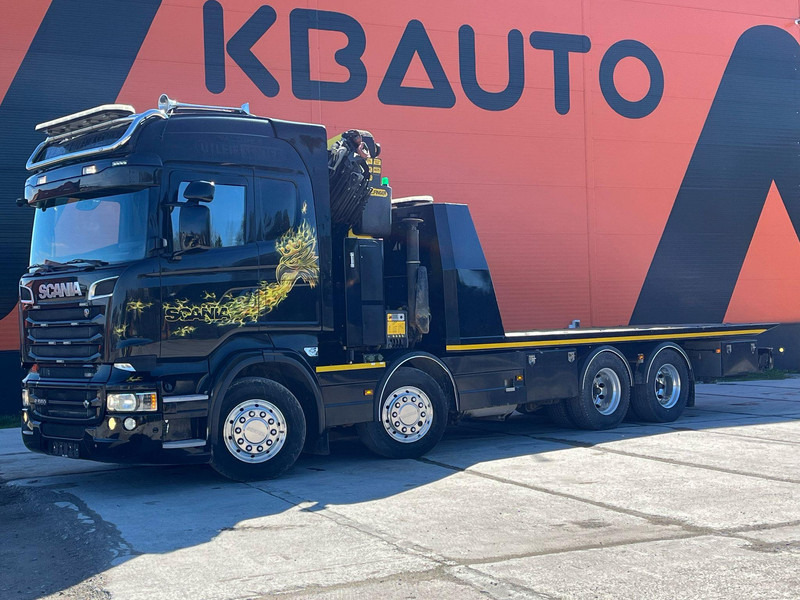 Scania R 560 8x4 PK 34002 / WINCH / FALCOM FAS 12000 / PLATFORM L=6564 mm - Грузовик бортовой/ Платформа, Автоманипулятор: фото 1 Scania R 560 8x4 PK 34002 / WINCH / FALCOM FAS 12000 / PLATFORM L=6564 mm - Грузовик бортовой/ Платформа, Автоманипулятор: фото 1