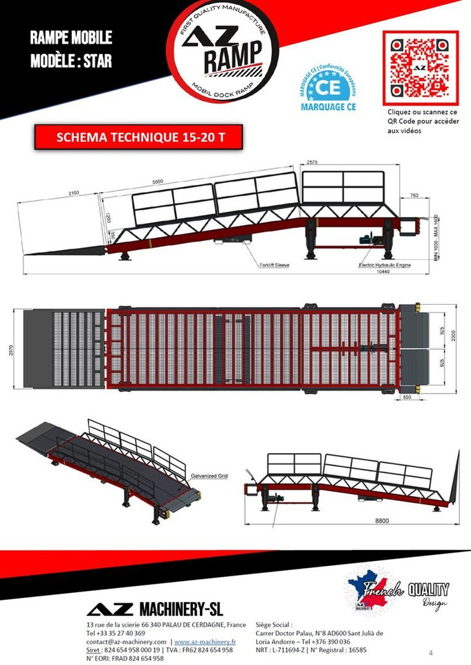 Новый Погрузочная рампа **RENTAL** Loading Ramp with with hydraulic tilting bridge -  AZ RAMP - STAR- 8T. 8 ton capacity: фото 6