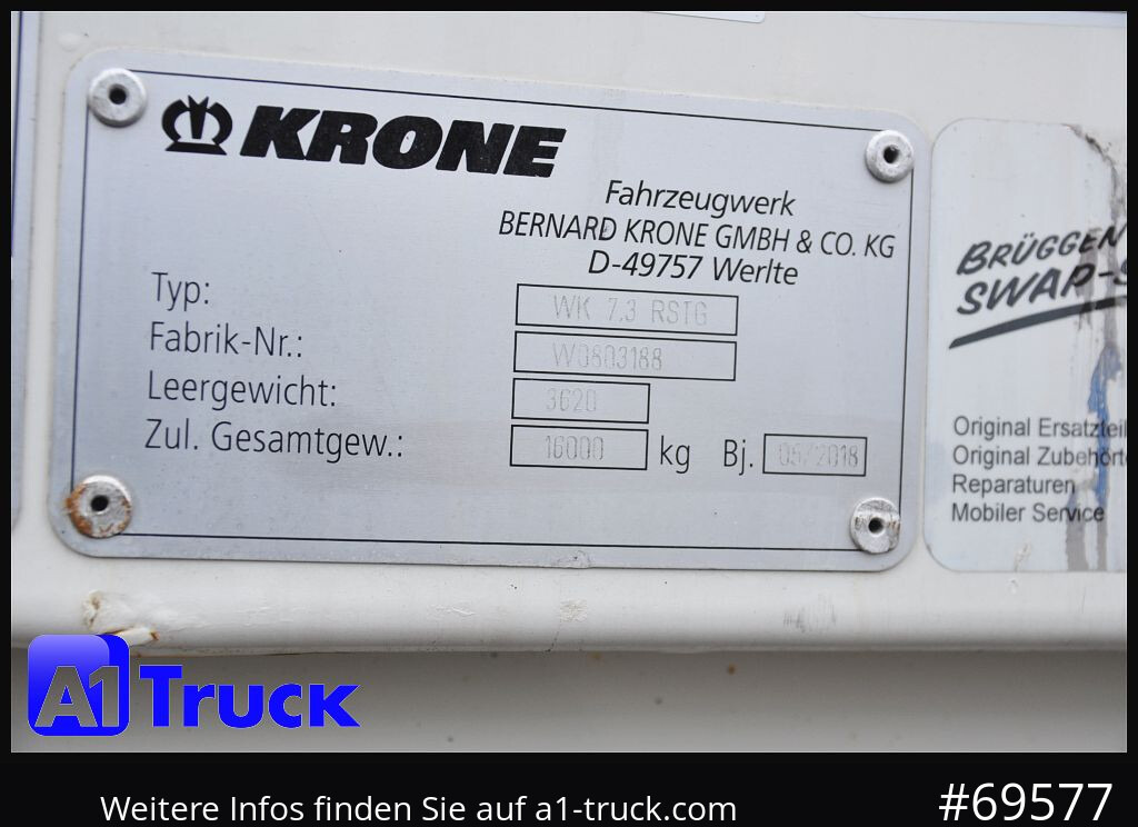 Сменный кузов - фургон KRONE BDF 7,45 Koffer, Textil 2750mm innen, 20 x vorhanden: фото 8 Сменный кузов - фургон KRONE BDF 7,45 Koffer, Textil 2750mm innen, 20 x vorhanden: фото 8