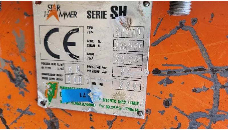 Diversen Star Hammer sh200 - Навесное оборудование для Строительной техники: фото 5 Diversen Star Hammer sh200 - Навесное оборудование для Строительной техники: фото 5