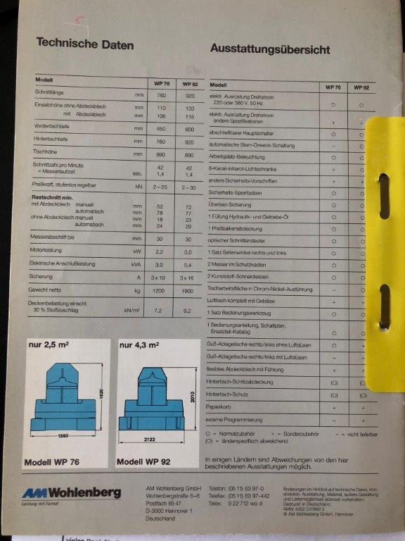 High-speed cutter Wohlenberg WP 92 SPM - Бумагорезательная машина: фото 5 High-speed cutter Wohlenberg WP 92 SPM - Бумагорезательная машина: фото 5