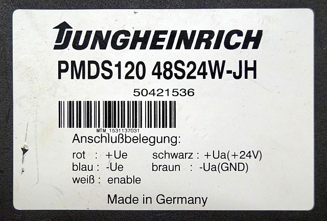 Jungheinrich 50421536 | Transformer 48V-24V PMDS120 48S 24W-JH snn. MTM153113703 - Электрическая система для Погрузочно-разгрузочной техники: фото 3 Jungheinrich 50421536 | Transformer 48V-24V PMDS120 48S 24W-JH snn. MTM153113703 - Электрическая система для Погрузочно-разгрузочной техники: фото 3
