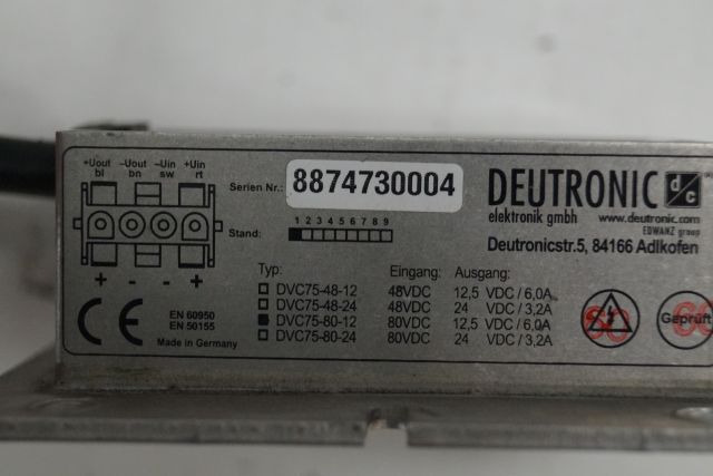 Jungheinrich 51030952 | Transformer 80V-12V DC Deutronic EFG425 year 2004 sn. 88 Transformer 80V-12V DC Deutronic EFG425 year 2004 sn. 8874730004 - Электрическая система для Погрузочно-разгрузочной техники: фото 2 Jungheinrich 51030952 | Transformer 80V-12V DC Deutronic EFG425 year 2004 sn. 88 Transformer 80V-12V DC Deutronic EFG425 year 2004 sn. 8874730004 - Электрическая система для Погрузочно-разгрузочной техники: фото 2