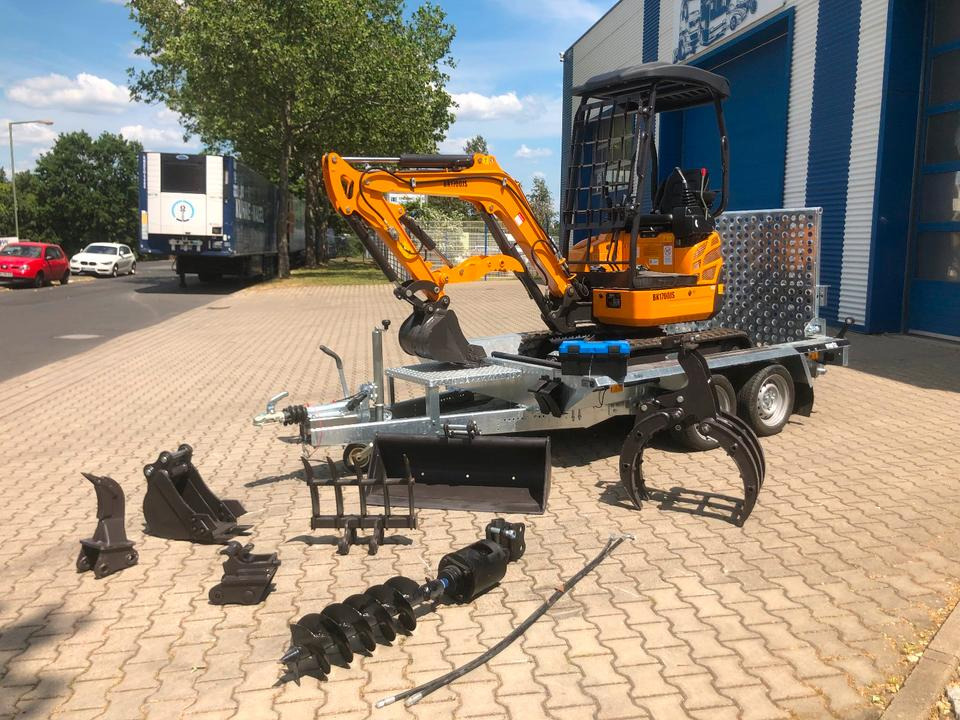 Minibagger BK1700JS + Tieflader + Zubehör *INKL.19% MWST*BERGER KRAUS*KUBOTA*JOYST*SOFORT! - Мини-экскаватор, Прицеп: фото 1 Minibagger BK1700JS + Tieflader + Zubehör *INKL.19% MWST*BERGER KRAUS*KUBOTA*JOYST*SOFORT! - Мини-экскаватор, Прицеп: фото 1