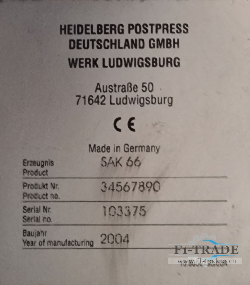 Печатное оборудование Heidelberg SAK 66: фото 6