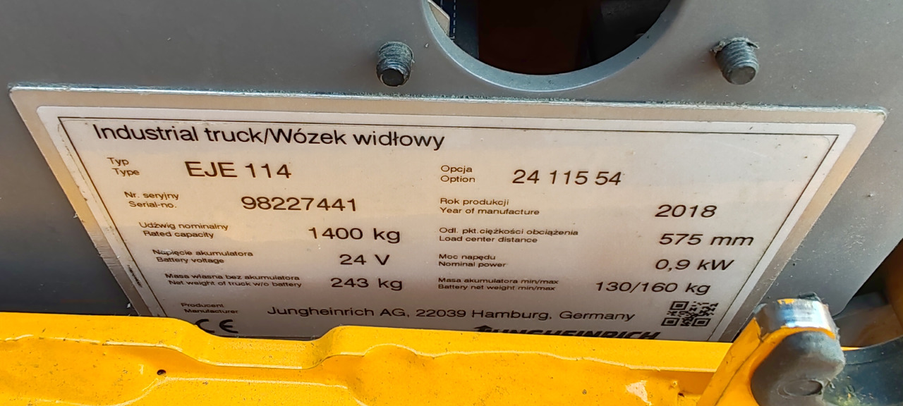 Jungheinrich EJE 114 Lion 1400kg/ 2018y/ 10138mh - Тележка: фото 5 Jungheinrich EJE 114 Lion 1400kg/ 2018y/ 10138mh - Тележка: фото 5