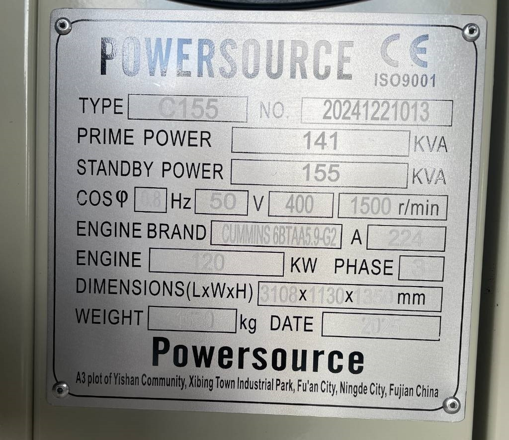 Cummins 6BTAA5.9-G2 - 155 kVA Generator - DPX-19837 - Электрогенератор: фото 5 Cummins 6BTAA5.9-G2 - 155 kVA Generator - DPX-19837 - Электрогенератор: фото 5