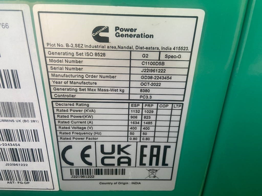 Cummins C1100D5B - 1.100 kVA Open Generator - DPX-18531-O - Электрогенератор: фото 4 Cummins C1100D5B - 1.100 kVA Open Generator - DPX-18531-O - Электрогенератор: фото 4