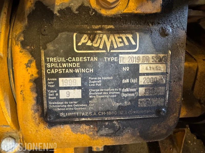 1999 Plumett TL2019 DR520/8 vinsjhenger - Строительное оборудование: фото 3 1999 Plumett TL2019 DR520/8 vinsjhenger - Строительное оборудование: фото 3