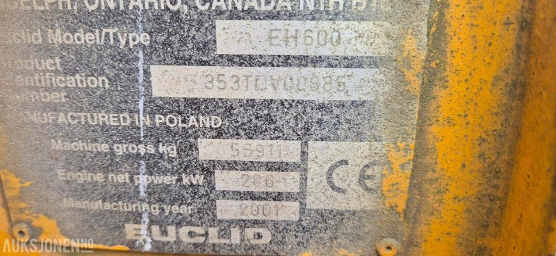 2001 EUCLID EH 600 - DUMPER - 20115 TIMER. - Внедорожный самосвал: фото 5 2001 EUCLID EH 600 - DUMPER - 20115 TIMER. - Внедорожный самосвал: фото 5