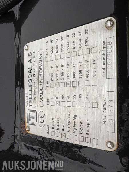 2008 Telefsdal K70-310 brøyteskjær - Строительное оборудование: фото 5 2008 Telefsdal K70-310 brøyteskjær - Строительное оборудование: фото 5