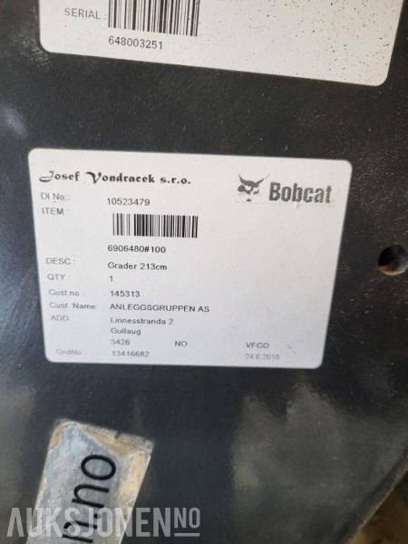 2018 Bobcat Grader 213 - Veiskrape til Bobcat - Строительное оборудование: фото 3 2018 Bobcat Grader 213 - Veiskrape til Bobcat - Строительное оборудование: фото 3