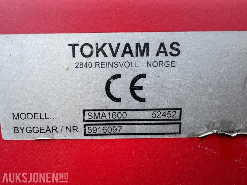 Сельскохозяйственная техника Tokvam selvlastende sandstrøer SMA 1600 - Strøbredde ca 2300 mm - Triangelkobling - 1600 L: фото 19 Сельскохозяйственная техника Tokvam selvlastende sandstrøer SMA 1600 - Strøbredde ca 2300 mm - Triangelkobling - 1600 L: фото 19
