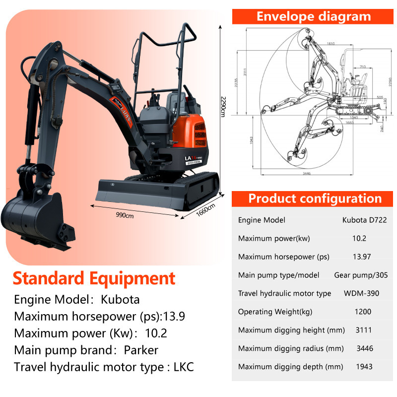 LADYS LA16Pro Mini Excavator CE Certification Kubota Engine(Factory Outlet) Mini Pelle Minibagger Minikoparka Miniexcavadora - Мини-экскаватор: фото 2 LADYS LA16Pro Mini Excavator CE Certification Kubota Engine(Factory Outlet) Mini Pelle Minibagger Minikoparka Miniexcavadora - Мини-экскаватор: фото 2