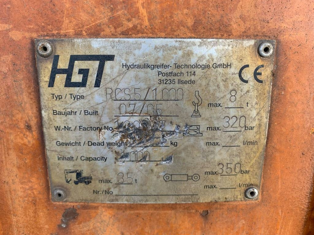 HGT RCS5-1000  - Грейфер для Строительной техники: фото 3 HGT RCS5-1000  - Грейфер для Строительной техники: фото 3