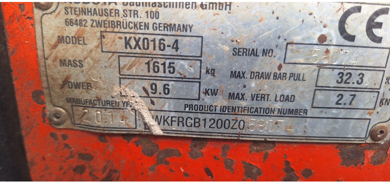 Kubota KXo 16-4 Minibagger 1-hand Deutsche Maschine - Мини-экскаватор: фото 5 Kubota KXo 16-4 Minibagger 1-hand Deutsche Maschine - Мини-экскаватор: фото 5