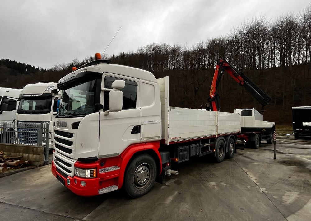 Scania R450 // 2014 // HDS Palfinger 13002 // 6x4 oś skrętna+podnoszona // Przyczepa Schwarzmuller // - Грузовик бортовой/ Платформа: фото 1 Scania R450 // 2014 // HDS Palfinger 13002 // 6x4 oś skrętna+podnoszona // Przyczepa Schwarzmuller // - Грузовик бортовой/ Платформа: фото 1