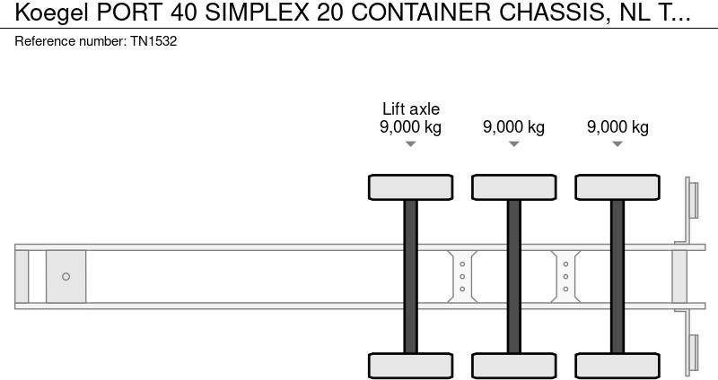 Полуприцеп-контейнеровоз/ Сменный кузов Kögel PORT 40 SIMPLEX 20 CONTAINER CHASSIS, NL TRAILER, 2020: фото 17